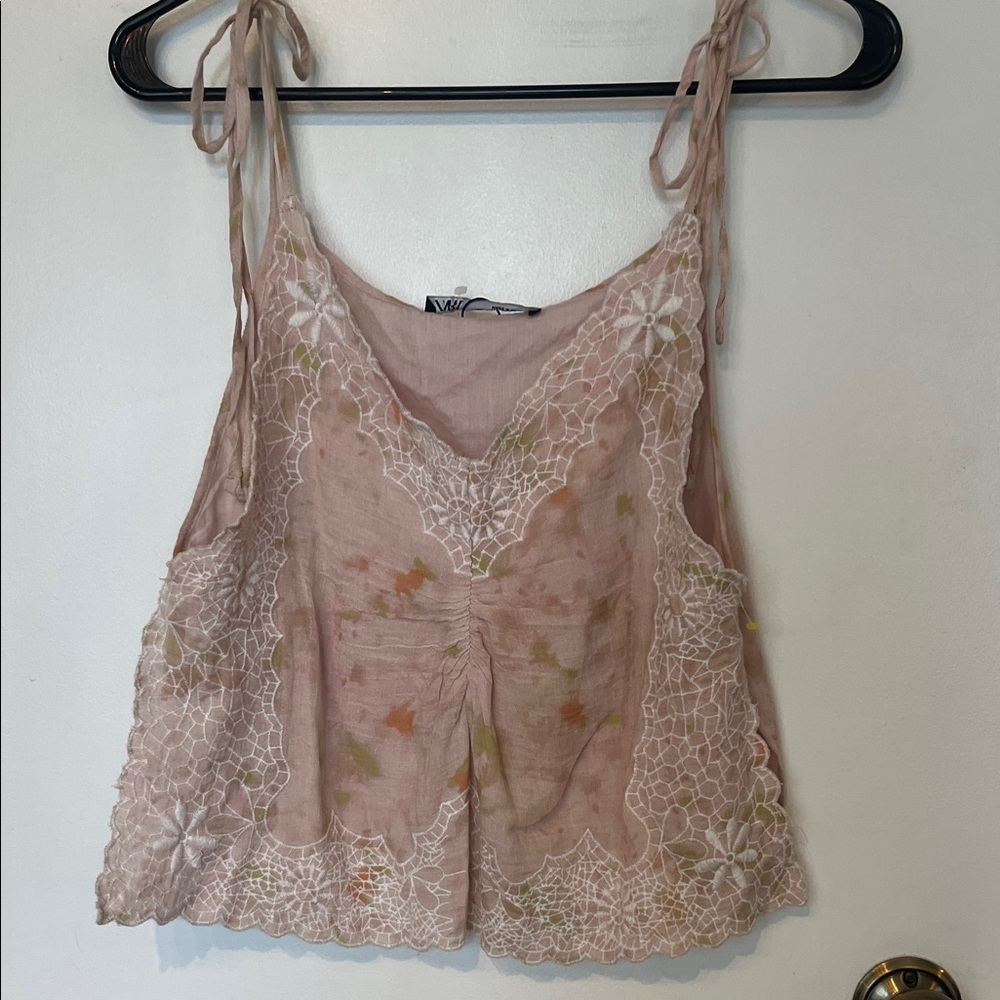 NWT Zara Blush Camisole with Lace Detail